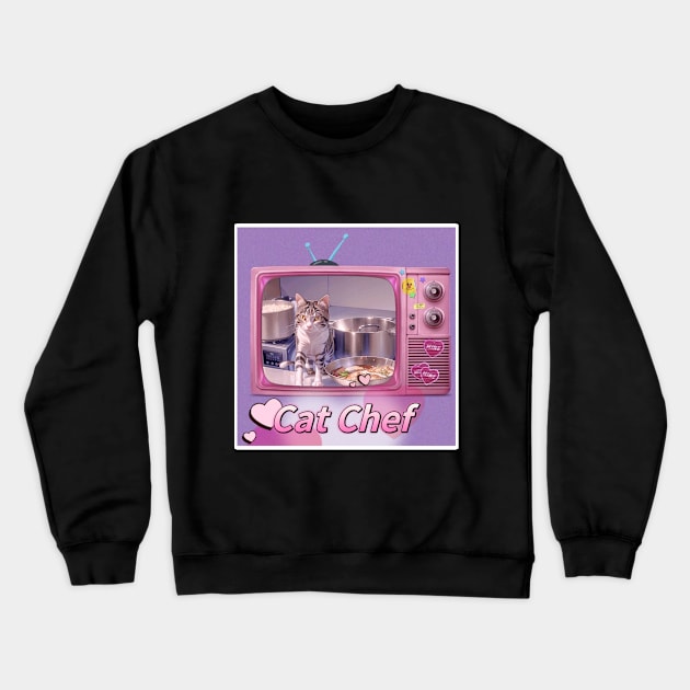 cat chef Crewneck Sweatshirt by LycheeDesign